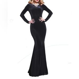 NWT Black Women's Velvet Mermaid Prom Dress Long Evening Party Dresses Size 8